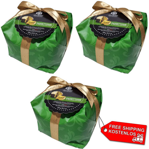 Brontedolci Weihnachtssüßigkeiten 3x Brontedolci Panettone Incartato Farcito con Crema al Pistacchio 750g 8050705420377