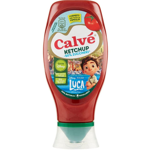 Calvè Ketchup MHD 04/04/2024 Calvé Ketchup -50% Zuccheri Disney Top Down 430ml 8720182133199
