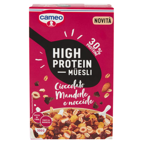 Cameo Müsli 6x Cameo High Protein Müesli Schokolade Mandeln und Haselnüsse 300 g 8003000189500