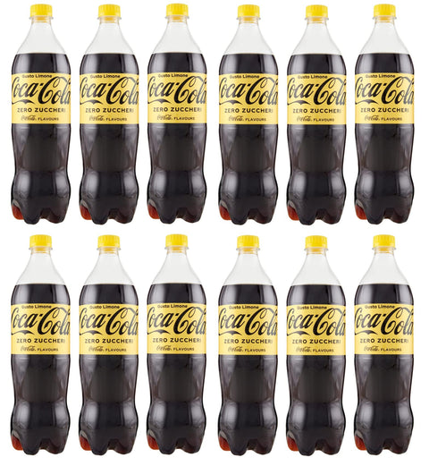 Coca-Cola Cola 12x COCA-COLA Zero Zuccheri Gusto Limone Kohlensäurehaltiges Erfrischungsgetränk, Zuckerfrei, Zitronengeschmack Einweg-PET-Packung 1Lt 5449000227560
