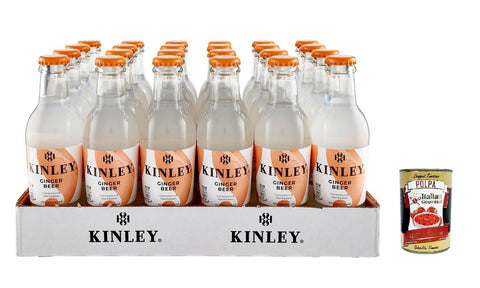 CocaCola Ginger Ale Kinley Ginger Beer, 24x 200 ml Glasflaschen, Ingwerbier ausgezeichnet für Mixologie, für erfrischende Getränke, recycelbare Glasflasche, nicht -alkoholisches Getränk + Italian Gourmet polpa 400g 0