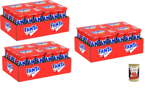 CocaCola Sirupe Fanta Zero Zuccheri Gusto Aranciata Rossa, mit sizilianischem Blutorangensaft, ohne Zuckerzusatz und Konservierungsstoffe, Dose, erfrischender Geschmack – 72 x 330 ml + Italian Gourmet polpa 400g 5449000256751