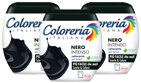 Coloreria Textilfarben Coloreria Italiana Grey Farbstoff für Stoffe und Kleidung in der Waschmaschine, tiefschwarz, 3 Packungen à 350 g 8015500660328