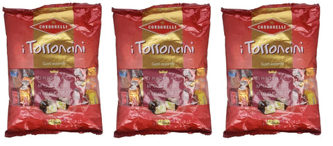 Condorelli Nougat 3x Condorelli I Torroncini Gusti Assortiti Torroncini morbidi ricoperti gusto cioccolato fondente Weicher Nougat mit dunklem Schokoladengeschmack 500g 8004494311941
