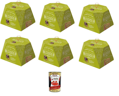 Dais Kuchen & Torten Dais Panettone Dolcesicilia Cuore Siciliano Mit sizilianischer Pistaziencreme und dunklen Schokoladenstückchen 6x750gr + Italian Gourmet polpa 400g 8004920444113