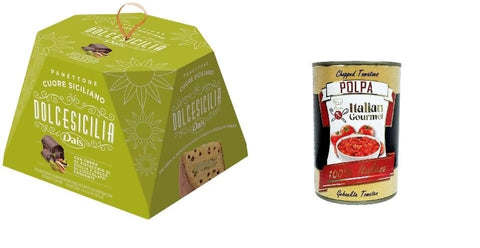 Dais Kuchen & Torten Dais Panettone Dolcesicilia Cuore Siciliano Mit sizilianischer Pistaziencreme und dunklen Schokoladenstückchen 750gr + Italian Gourmet polpa 400g 8004920444113