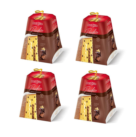 Dal Colle Kategorien 4x Dal Colle Pandoro Triplo Cioccolato Weihnachtssüßigkeiten mit Milchschokolade, weißer Schokoladencreme und dunklen Schokoladentropfen 750g 8004970143752