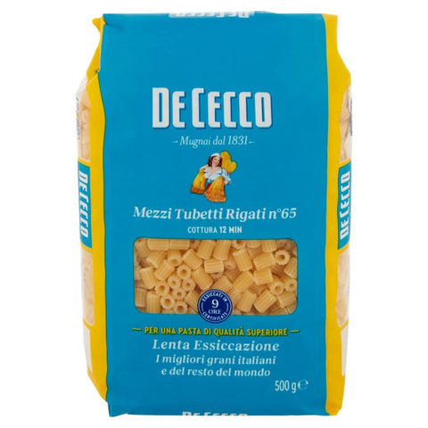 De Cecco Nudeln & Pasta 24x Pasta De Cecco 100% Italienisch Mezzi Tubetti Rigati N°65 Nudeln 500g + Italian Gourmet Polpa 400g 8001250120656