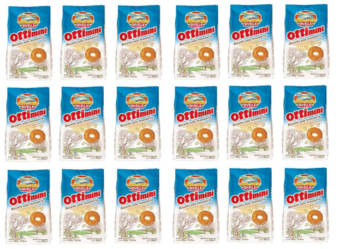 Divella Kekse 18x Divella Ottimini Biscotti alle Mandorle Shortbread Kekse mit gehackten Mandeln 350g biscuits cookies italienische Kekse 8005121213881