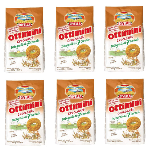 Divella Kekse 6x Divella Ottimini Croccanti Integrali 7 Cereali Vollkornkekse mit 7 Müsli 300g Biscuits Cookies italienische Kekse 8005121213867