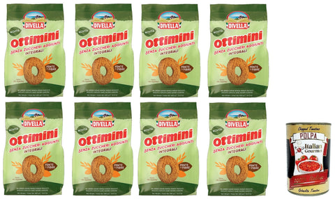 Divella Kekse Divella Ottimini integrali senza zuccheri aggiunti Kekse Vollkorn ohne Zuckerzusatz 8x400gr + Italian Gourmet polpa 400g 0