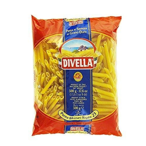 Divella Kurze Pasta 24x Pasta Divella 100% Italienisch N° 23 Penne Mezzani Rigate 500g 8005121000238