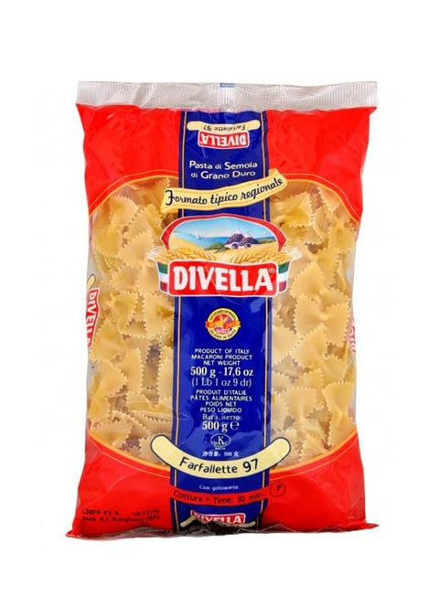 Divella Kurze Pasta DIVELLA HARTWEIZENGRIESS NUDELN FARFALLETTE 97 GR 500 X 24 9508272775363