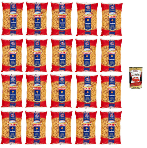 Divella Längliche Pasta Divella Mezze Maniche N°55 Hartweizengrieß Pasta Italienische Nudeln 20x500g Packung + Italian Gourmet Polpa di Pomodoro 400g 8005121002553