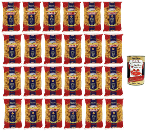 Divella Nudeln & Pasta 24x Divella Mezzi Rigatoni N. 18 Hartweizengrieß Pasta Italienische Nudeln 500g Packung + Italian Gourmet Polpa di Pomodoro 400g Dose 8005121000184