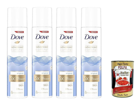 Dove Deo Dove Advanced Control Original Deodorante Spray 0% Alkohol,96h Schutz Deodorant 4x 100ml + Italian Gourmet polpa 400g 0