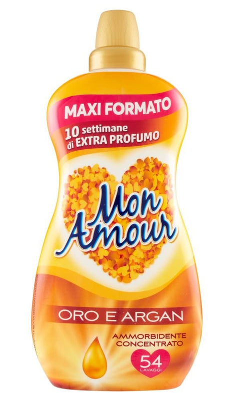 Felce Azzurra Flüssiger Weichspüler Paglieri Mon Amour Ammorbidente Concentrato Oro e Argan Konzentrierter Flüssiger Weichspüler Gold und Argan 54 Wäschen 1350ml 8001280070679
