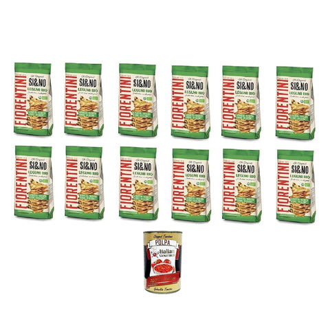 FIORENTINI Obstkuchen Fiorentini SI&NO Mini Gallette con Legumi BIO Mini-Maiskuchen mit Hülsenfrüchten 12x 80g + Italian Gourmet polpa 400gr 8002885008029