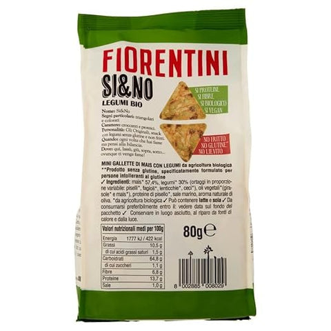 FIORENTINI Obstkuchen Fiorentini SI&NO Mini Gallette con Legumi BIO Mini-Maiskuchen mit Hülsenfrüchten 12x 80g + Italian Gourmet polpa 400gr 8002885008029
