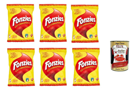 Fonzies Chips Fonzies Original knusprige Mais-Snack mit Käse-Geschmack 6er Pack (6x100g Packung) + Italian Gourmet polpa 400g 4009267003089
