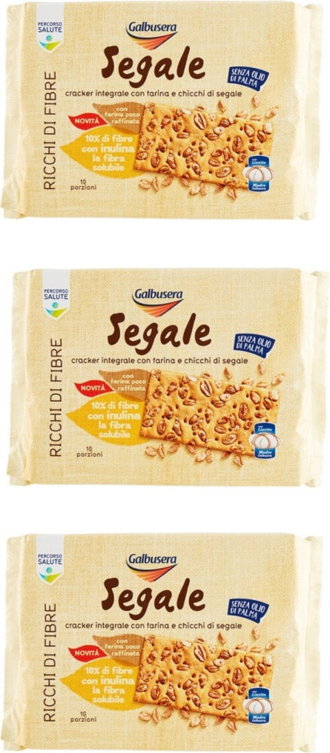 Galbusera Kekse 3x Galbusera Crackers Integrale mit Roggenkörnern Vollkorn 380 gr kekse 8002190002965