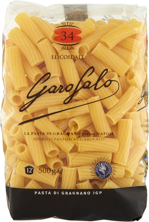 GAROFALO Kurze Pasta 10x Garofalo Pasta di Gragnano IGP Elicoidale N° 34 Hartweizengrieß Pasta 100% Neapolitanische Pasta Kurze Pasta Packung mit 500g 8000139000409