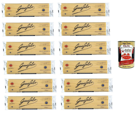 Garofalo Längliche Pasta Spaghetti, 12er Pack (12 x 500 g) + Italian Gourmet Polpa 400g 8000139911125
