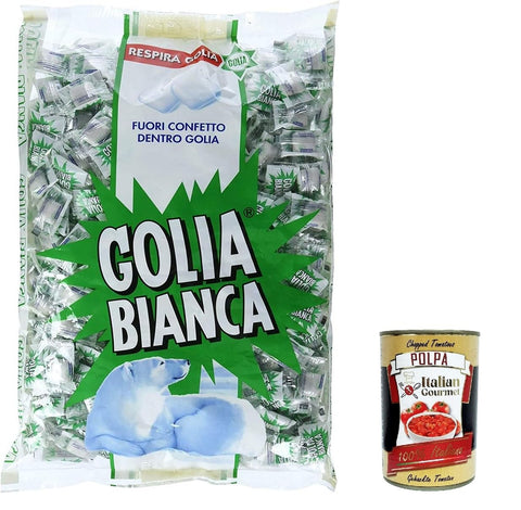Golia Snack Kuchen & Backwaren Golia Bianca Caramelle Dure Algusto Menta e Liquirizia, Harte Süßigkeiten für Minzgeschmack und Süßholz 1000g + Italian Gourmet polpa 400g 8003440221990
