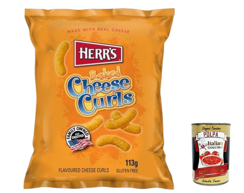 Herr's Chips 3x Herr's Baked Cheese Curls Flips Chips, Kartoffel chips snack Käse Geschmack 113g + Italian Gourmet polpa 400g 72600069138