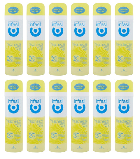 Infasil Deo Infasil Deodorant-Spray Frische aktiv 48 Stunden, mehr Schweiß mehr Sie wissen als frisch, Deo 12x 150 ml + Italian Gourmet polpa 400g 8000036021613