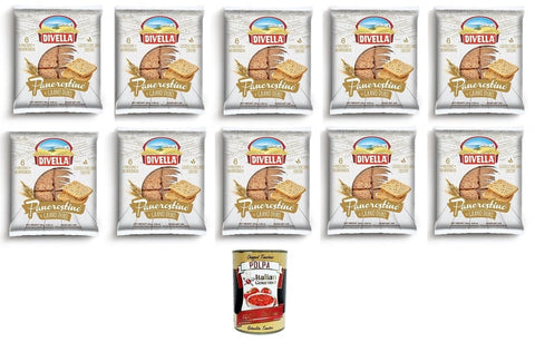 Italian Gourmet Abgepackte Gebäckstücke Divella Pancrostino al Grano Duro Pancrostini aus Hartweizen 10x 250gr + Italian Gourmet polpa 400g 8032804040014