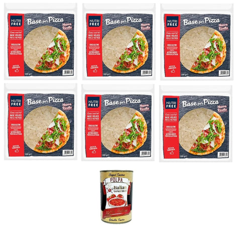 Italian Gourmet Abgepackte Gebäckstücke Nutri Free Base per Pizza Glutenfreier Pizzaboden 6x 200gr + Italian Gourmet polpa 400g 8008696023855