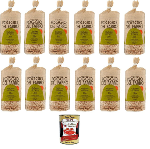 Italian Gourmet Abgepackte Gebäckstücke Poggio Del Farro Gallette di Farro Dinkelkekse, 12x120g+ Italian Gourmet polpa 400g 8032804040014