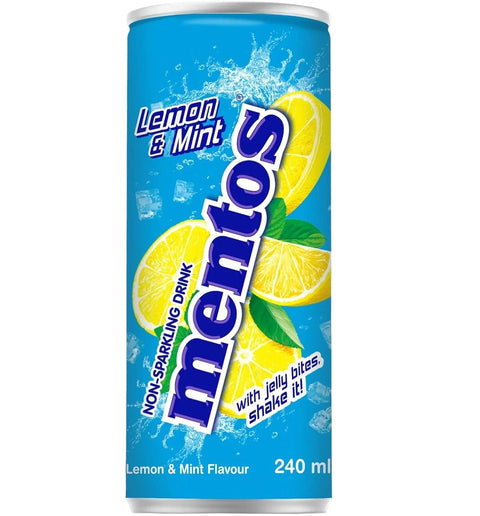 Italian Gourmet Bitter Lemon Mentos Lemon & Mint, Erfrischungsgetränk mit Zitronen- und Minzgeschmack und Kokosgeleestückchen, 24x240 ml+ Italian Gourmet polpa 400g 8801069417387