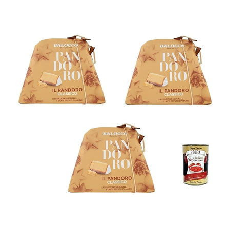 Italian Gourmet Brot & Backwaren 3x Balocco Pandoro Classico 1 kg – Original italienischer Weihnachtskuchen – natürliche Langzeit-Teigführung, mit frischer Milch – traditionelles Festtagsgebäck aus Italien + Italian Gourmet polpa 400g 8001100067445