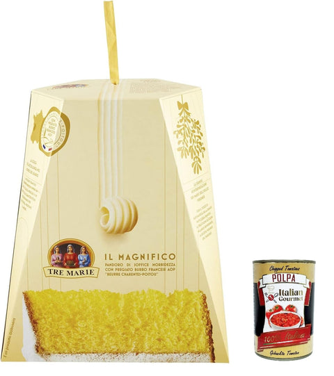 Italian Gourmet Brot & Backwaren 4x Tre Marie Il Pandoro Magnifico weiche mit feiner französischer Butter 1kg + Italian gourmet polpa 400g 8004205030277