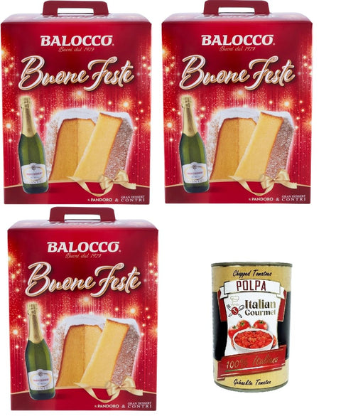 Italian Gourmet Brot & Backwaren Balocco Pandoro Buone Feste Pandoro Frohe Feiertage 3x 750gr+ Italian Gourmet polpa 400g 8032804040014