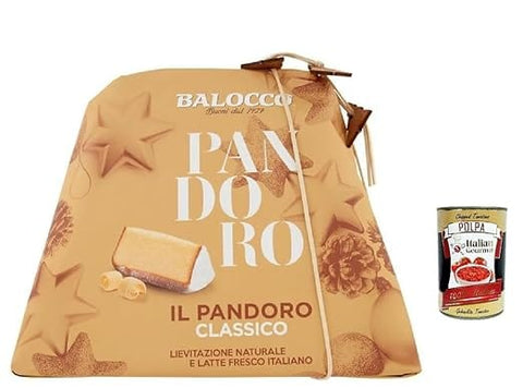 Italian Gourmet Brot & Backwaren Balocco Pandoro Classico 1 kg – Original italienischer Weihnachtskuchen – natürliche Langzeit-Teigführung, mit frischer Milch – traditionelles Festtagsgebäck aus Italien + Italian Gourmet polpa 400g 8001100067445