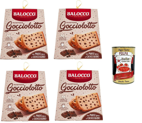 Italian Gourmet Brot & Backwaren Balocco Panettone Gocciolotto Mit MAXI-Schokoladentropfen 4x 800gr + Italian Gourmet polpa 400g 8032804040014