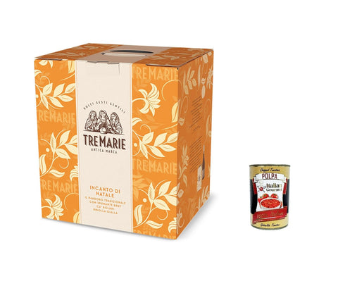 Italian Gourmet Brot & Backwaren Tre marie "Incanto Di Natale" Pandoro milanese in astuccio e Bottiglia Tre Marie „Christmas Enchantment“ Mailänder Pandoro im Etui und in der Flasche 750gr + Italian Gourmet polpa 400g 8032804040014