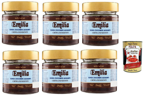 Italian Gourmet Brotaufstriche & Dips Zaini, Emilia Cerma extra fondente senza zuccheri aggiunti, Extra dunkle Brotaufstriche Creme ohne Zucker 6x 200g + Italian Gourmet polpa 400g 8032804040014