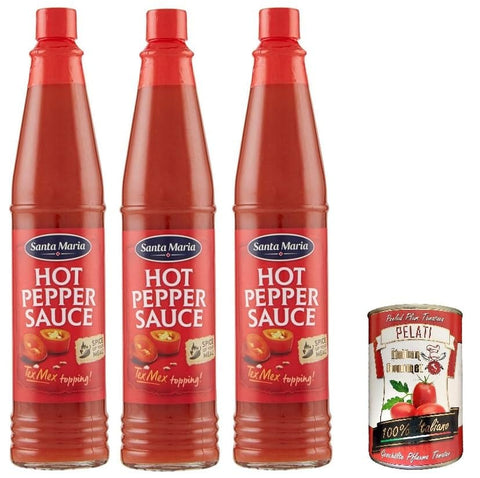 Italian Gourmet Chilisaucen 3x Santa Maria, würzige Chili-Pfeffer-Sauce, perfekte Begleitung zu mexikanischen und nicht-mexikanischen Gerichten, ideal zum Würzen von Gemüse, Eiern, Fleisch, 85ml+ Italian Gourmet pelati 400gr 7311310388027