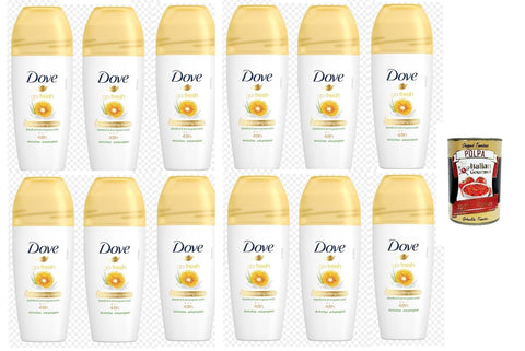 Italian Gourmet Deo Dove Go Fresh Grapefruit und Zitronengras Deodorante Roll-On, 48h Schutz Deodorant 12x 50ml + Italian Gourmet polpa 400g 8032804040014