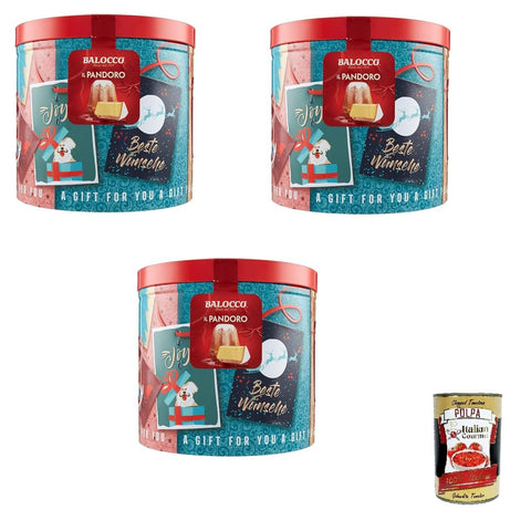Italian Gourmet Desserts 3x Balocco Pandoro Classico in der Dose, 750g+Italian gourmet polpa 400g 8001100062525