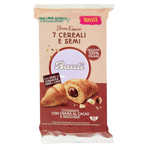 Italian Gourmet E.R. Abgepackte Gebäckstücke 6x Bauli CROISSANT Buonessere 7 Getreide und Samen Kakao- und Haselnusscreme Kuchen 270g + Italian Gourmet Polpa 400g 8001720644279