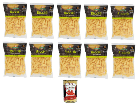 Italian Gourmet E.R. Abgepackte Gebäckstücke Gecchele Riccioli -snack a base di Mais Snack auf Maisbasis 10x100gr+ Italian Gourmet polpa 400g 8015854170382