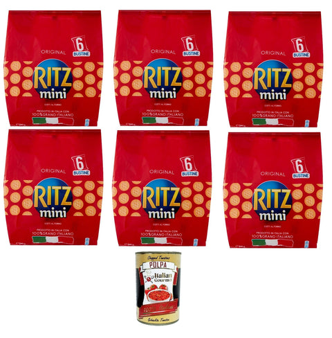 Italian Gourmet E.R. Abgepackte Gebäckstücke Saiwa Ritz Mini Multipack (6x40gr) Salzige Kekse salted cookies 6x240gr + Italian Gourmet polpa 400g 8032804040014
