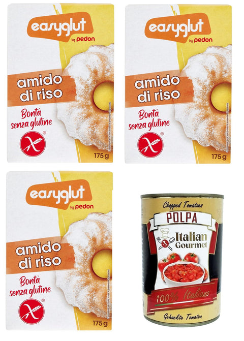 Italian Gourmet E.R. Antipasti & Relishes Pedon Easyglut Amido di Riso Reisstärke 3x175 gr+Italian Gourmet Polpa di Pomodoro 400gr 8032804040014