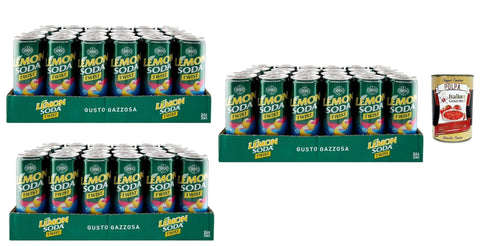 Italian Gourmet E.R. Aromatisiertes Wasser Lemonsoda Twist, soda drink Zitrone italienisch Limonata und gazzosa, 12% nicht -alkoholisches Getränk Zitronensaft, Zitronen aus Süditalien 72x 33cl + Italian Gourmet polpa 400g 8032804040014