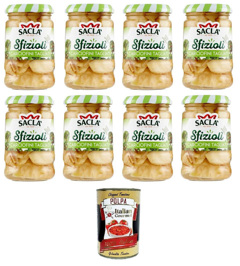 Italian Gourmet E.R. Artischocken Saclà Sfiziolì Carciofini Tagliati Geschnittene Artischocken 8x205 g+ Italian Gourmet polpa 400g 8032804040014